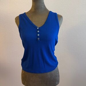 Royal Blue Sleeveless Buttoned Top